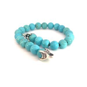 David Yurman Authentic Estate Turquoise Prayer Bead Bracelet 8" Silver DY439